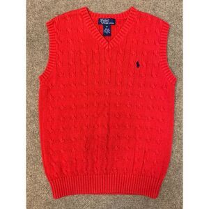 Ralph Lauren Kids Sweater Vest Youth M Cable Knit V Neck Pullover